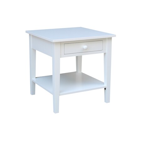 International Concepts Rectangle Spencer End Table, 24 W, 24 in L, 25 in H, Wood, White OT08-8E